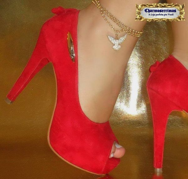 Peep toe Vermelho